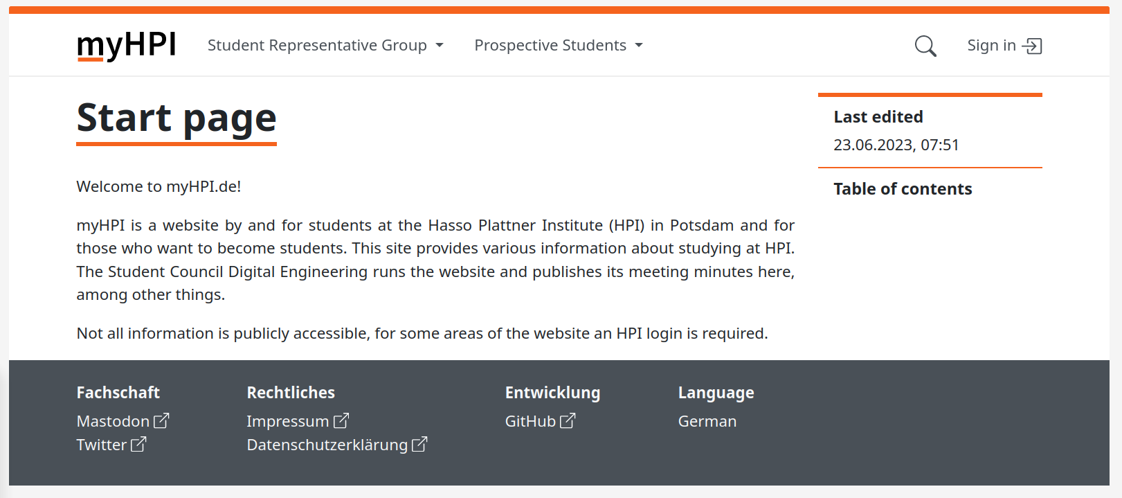 Screenshot of myhpi